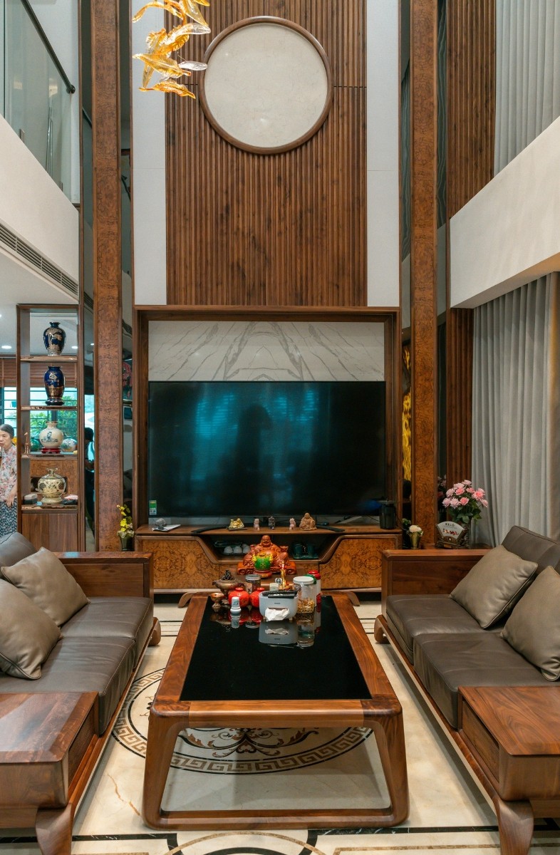Double-height luxury living room interior